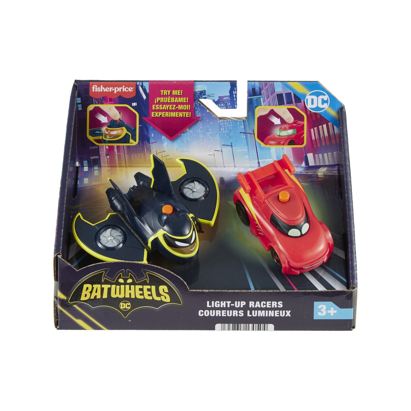 Jucării și jocuri - FISHER PRICE BATWHEELS SET 2 MASINUTE CU LUMINI REDBIRD SI BATWING SCARA 1:55