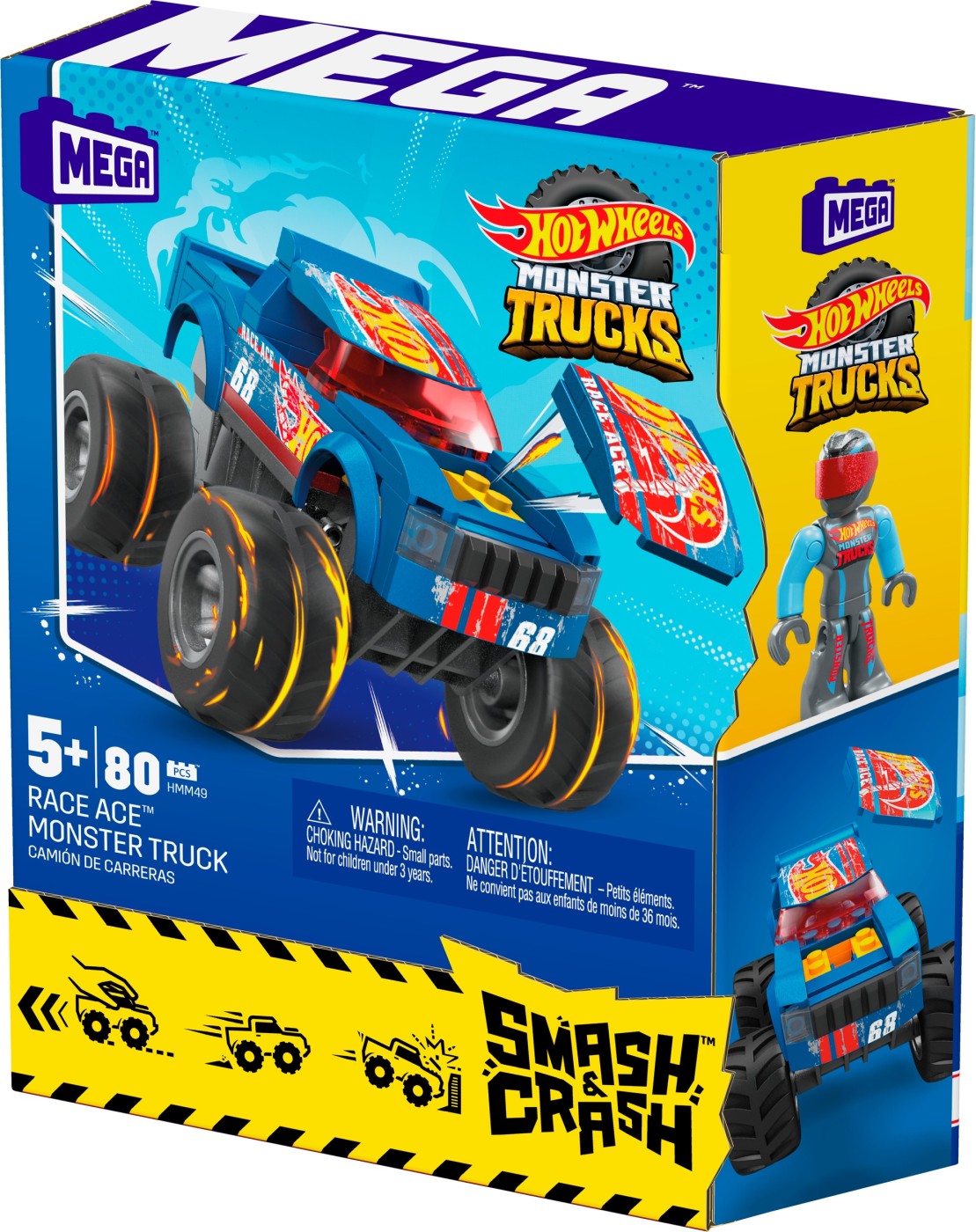 Masinute, Motociclete, Elicoptere, Avioane & Trenulete - Hot Wheels Monster Truck Mega Set Construcție cu Mașina de Teren Race Ace