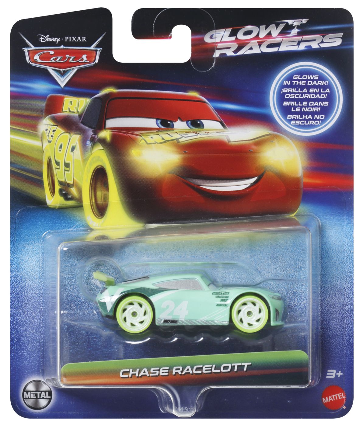 Jucării și jocuri - CARS GLOW RACERS MASINUTA METALICA CHASE RACELOTT SCARA 1 LA 55