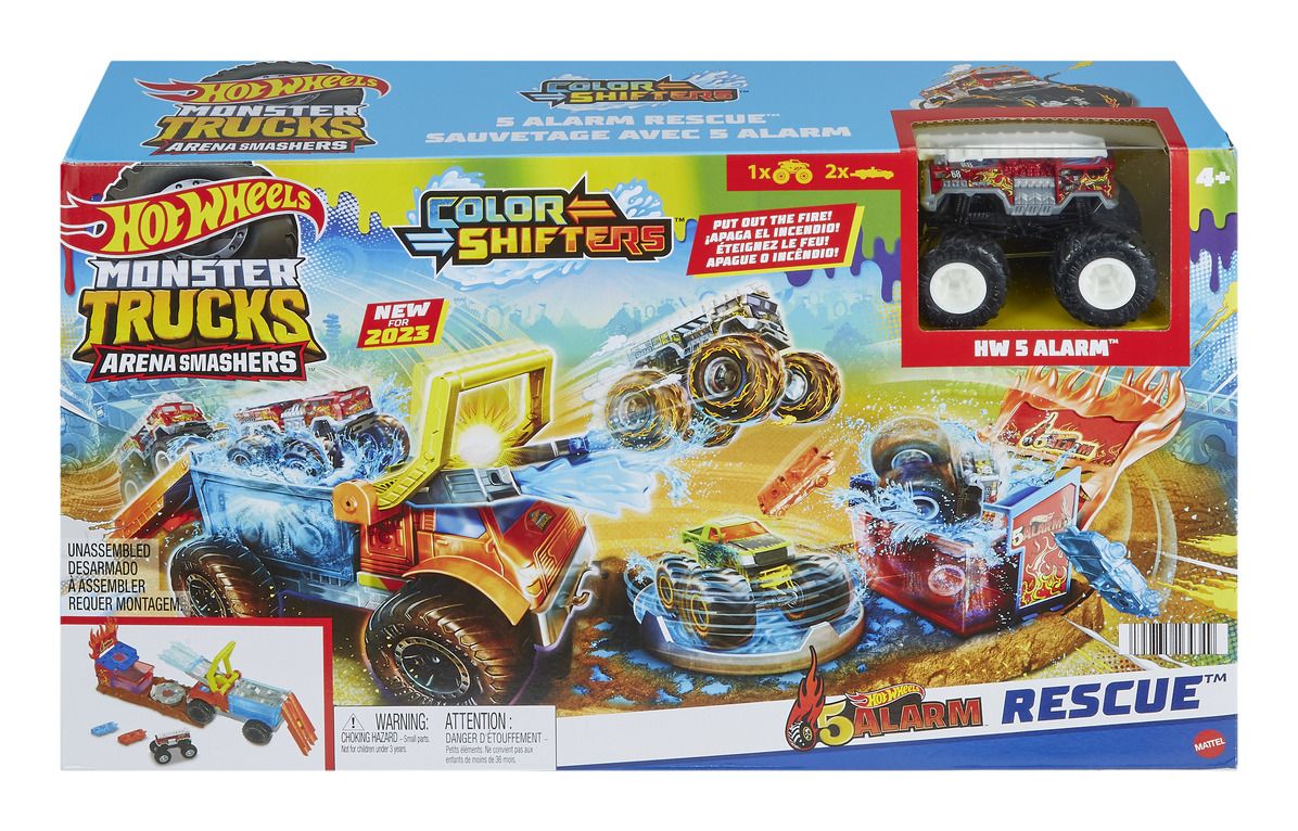 Jucării și jocuri - HOT WHEELS MONSTER TRUCK ARENA SMASHERS COLOR SHIFTERS SALVAREA LUI 5ALARM