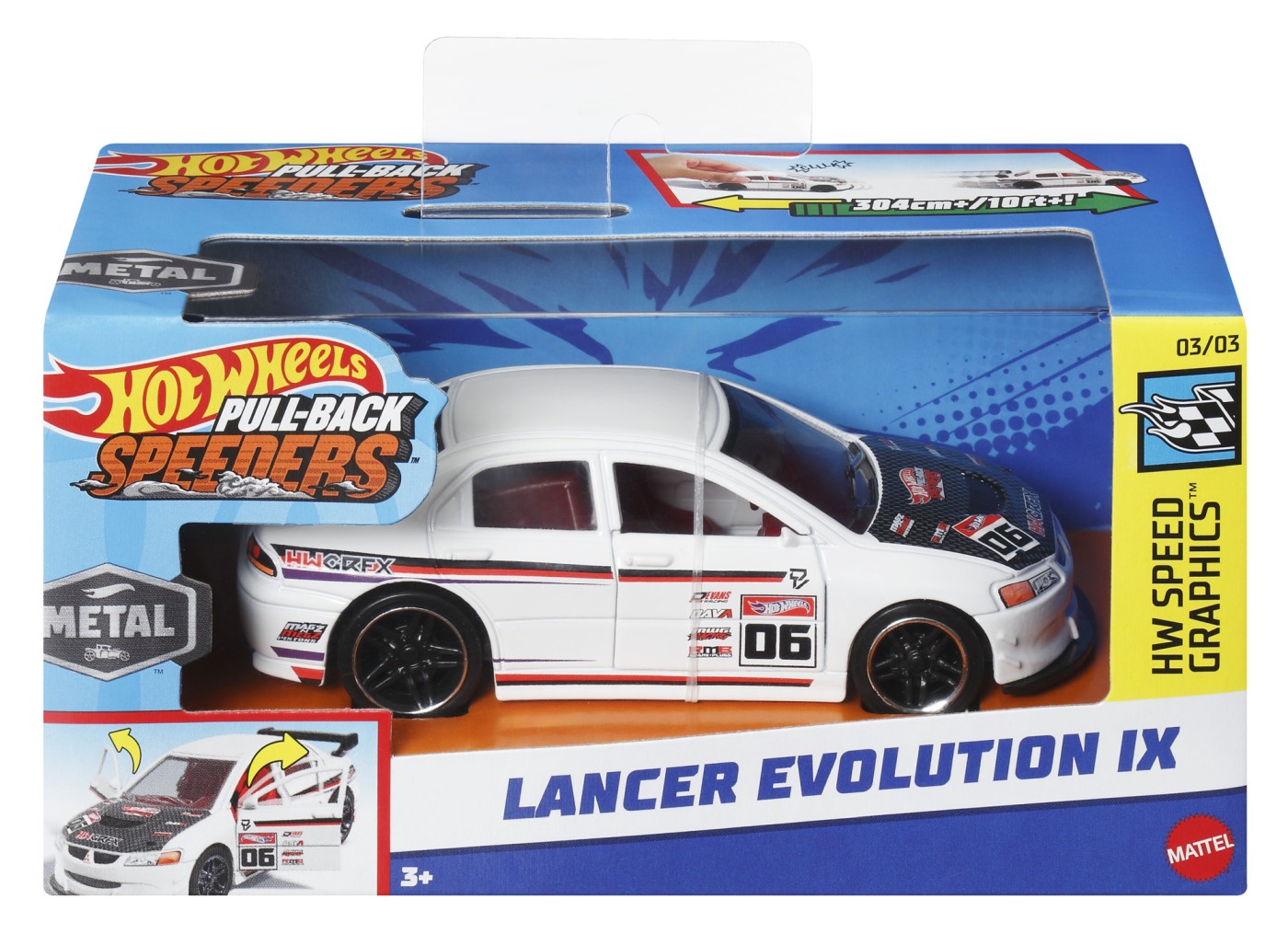 Jucării și jocuri - HOT WHEELS MASINUTA METALICA CU SISTEM PULL BACK LANCER EVOLUTION IX SCARA 1:43