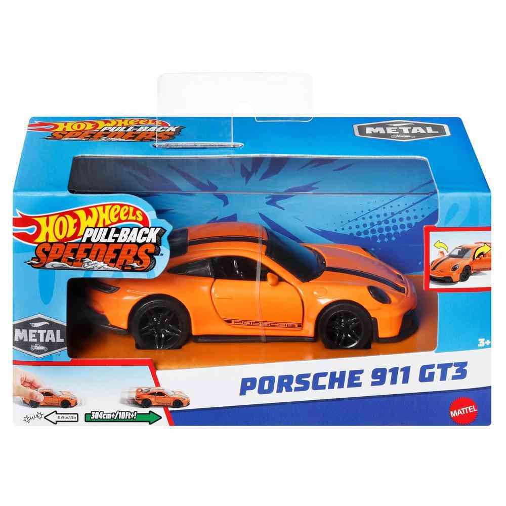 Jucării și jocuri - HOT WHEELS MASINUTA METALICA CU SISTEM PULL BACK PORSCHE 911 GT3 SCARA 1:43