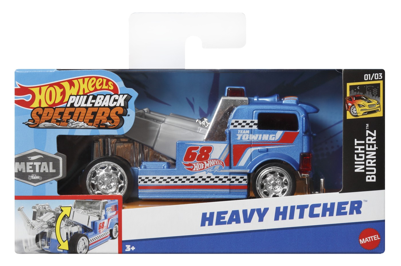 Jucării și jocuri - HOT WHEELS MASINUTA METALICA CU SISTEM PULL BACK HEAVY HITCHER SCARA 1:43