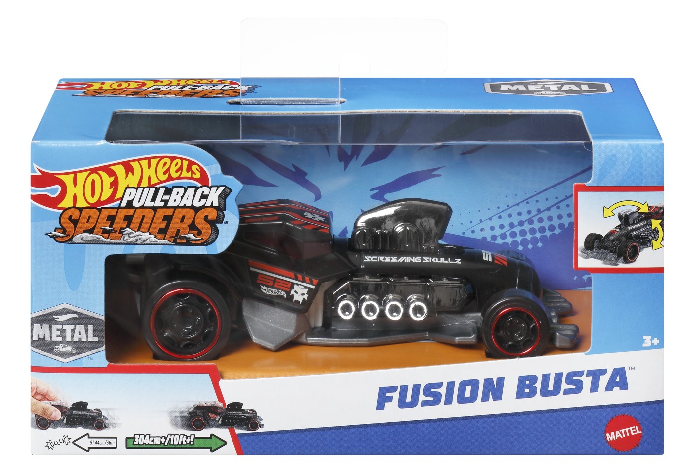 Jucării și jocuri - HOT WHEELS MASINUTA METALICA CU SISTEM PULL FUSION BUSTA SCARA 1:43