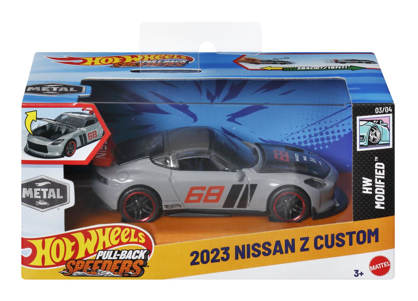 Jucării și jocuri - HOT WHEELS MASINUTA METALICA CU SISTEM PULL BACK 2023 NISSAN Z CUSTOM HW MODIFIED SCARA 1:43
