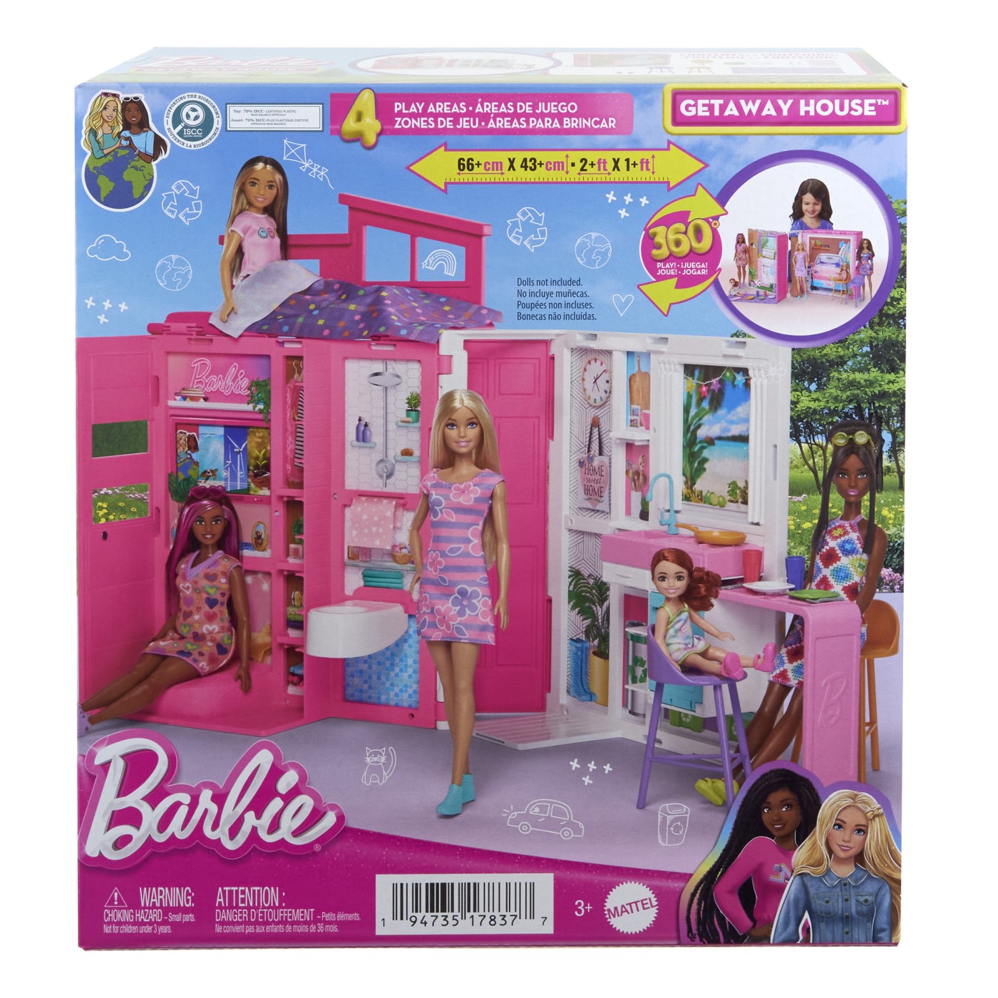 Jucării și jocuri - BARBIE CASA DE PAPUSI BARBIE CU 4 ZONE PLIABILA