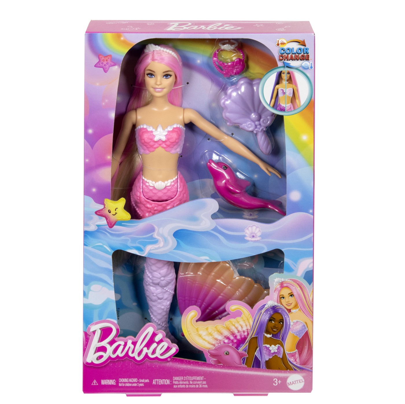 Jucării și jocuri - BARBIE COLOR CHANGE PAPUSA SIRENA CU PAR ROZ