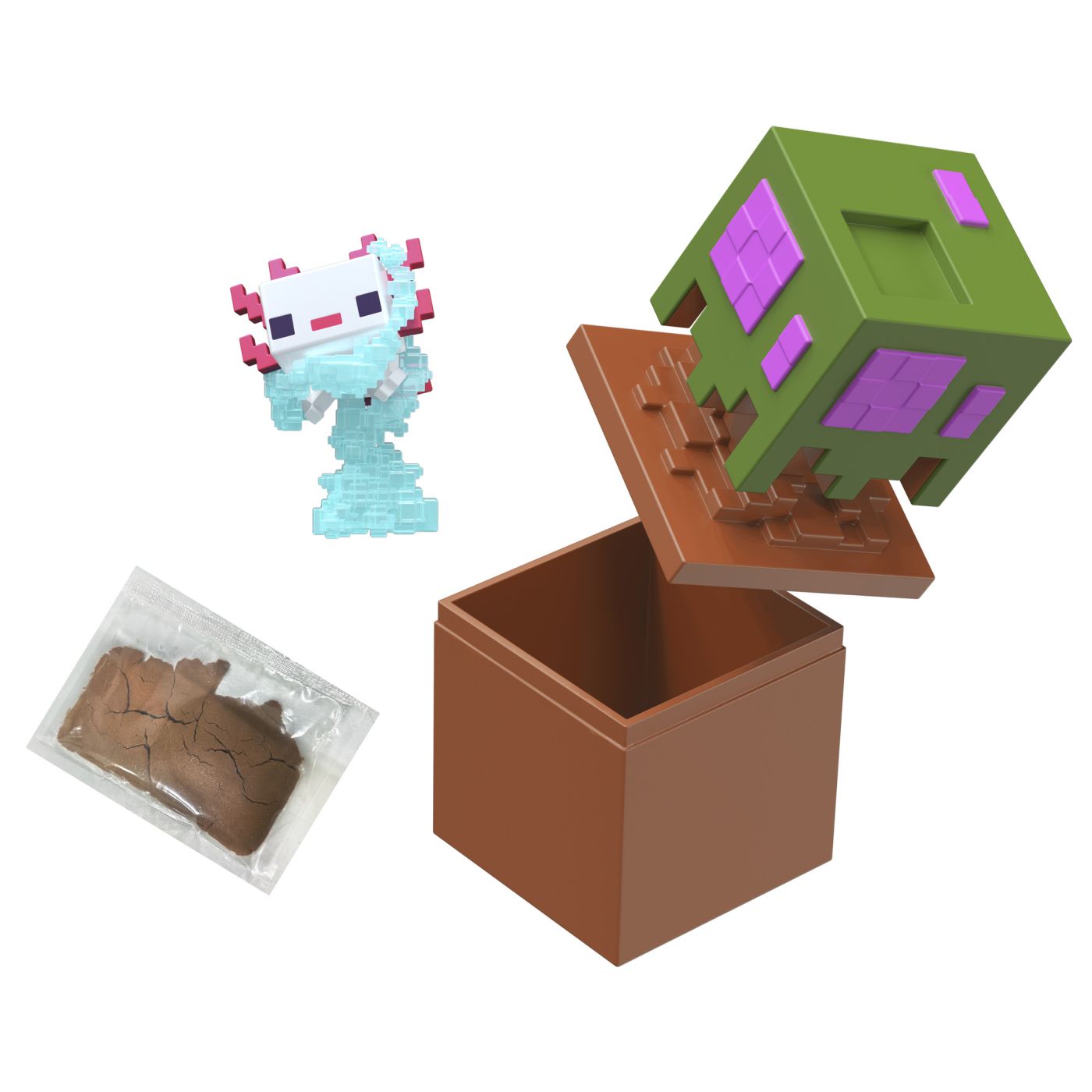 Jucării și Jocuri pentru copii - Minecraft mini mode set explorare miniera axolotl copii cu varsta peste 6 ani