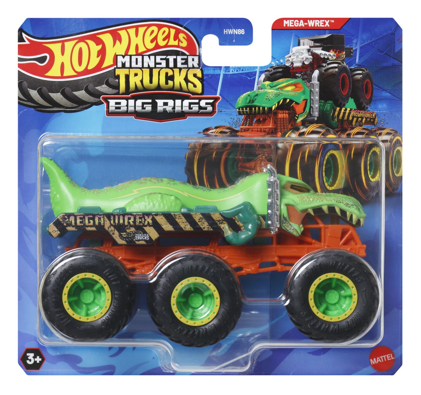 Jucării și jocuri - HOT WHEELS MONSTER TRUCK BIG RIGS MASINUTA METALICA CU 6 ROTI MEGA-WREX SCARA 1 LA 64