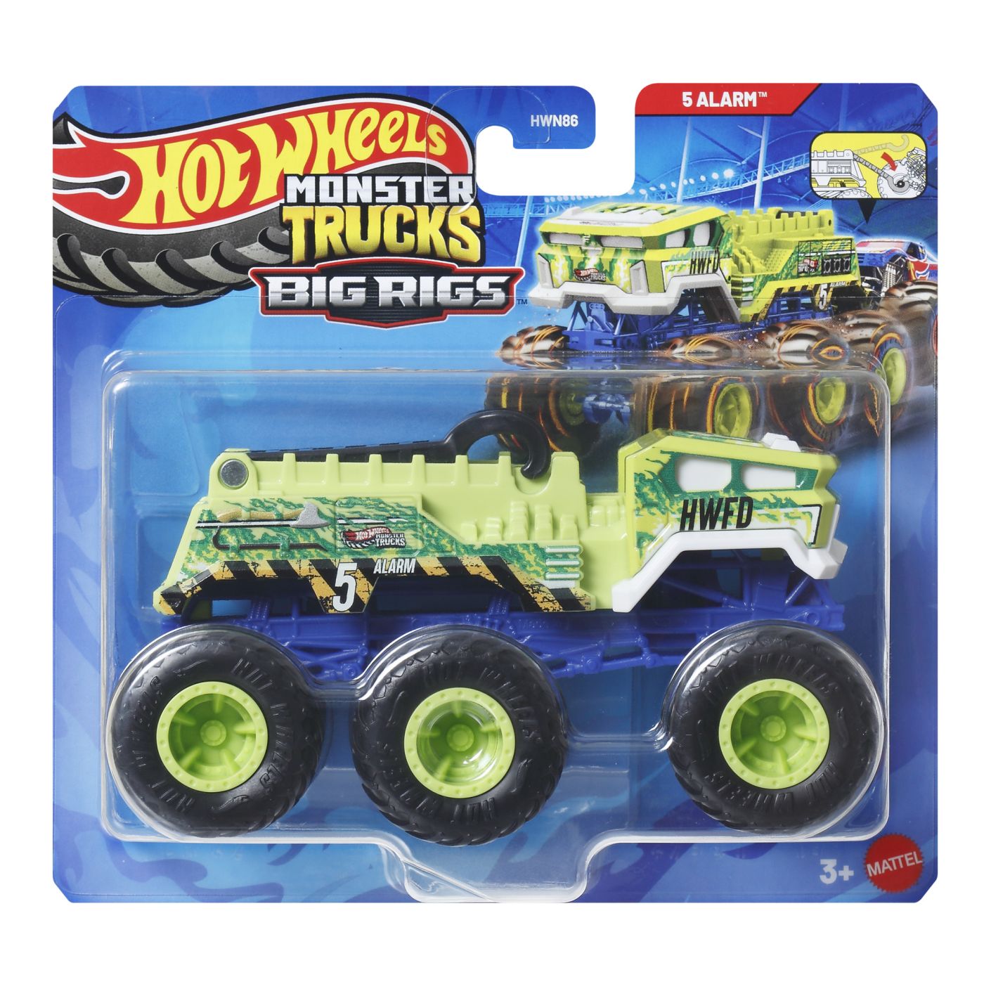 Jucării și jocuri - HOT WHEELS MONSTER TRUCK BIG RIGS MASINUTA METALICA CU 6 ROTI 5 ALARM SCARA 1 LA 64