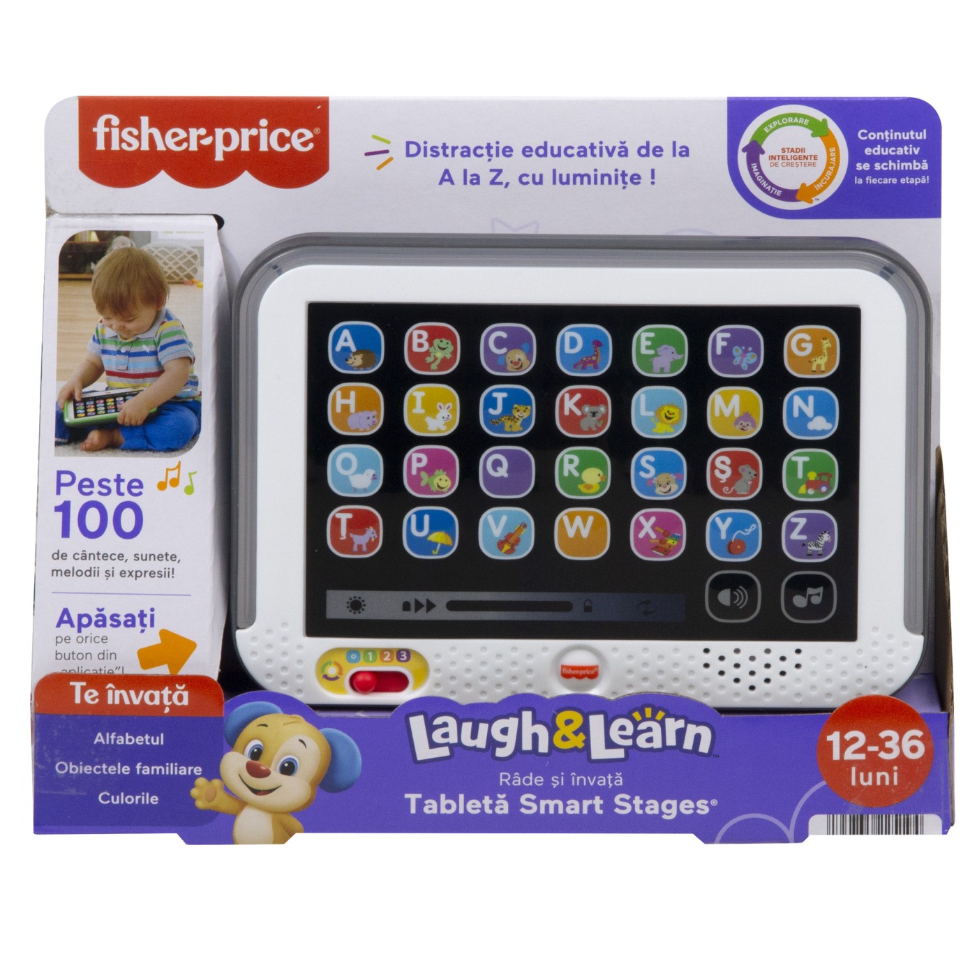 Jucării pentru bebeluși - FISHER PRICE LAUGH LEARN TABLETA SMART CU 3 NIVELURI DE DEZVOLTARE LIMBA ROMANA