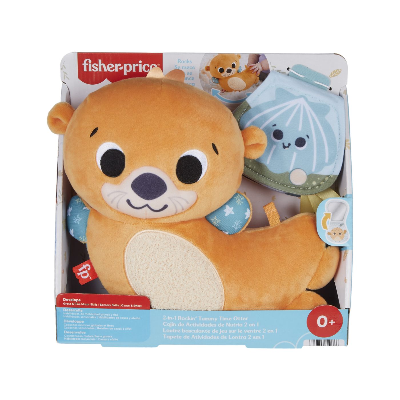 Jucării pentru bebeluși - FISHER PRICE JUCARIE SENZORIALA 2 IN 1 TUMMY TIME VIDRA PENTRU BEBELUSI