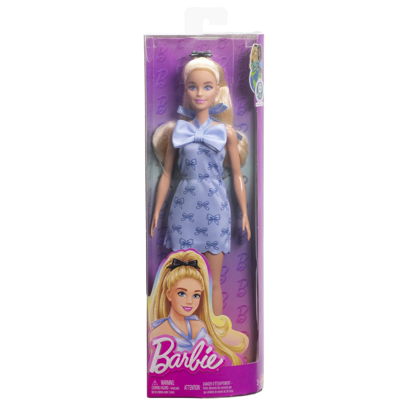 Jucării și jocuri - BARBIE FASHIONISTAS PAPUSA BARBIE BLONDA CU ROCHIE ALBASTRA CU FUNDITE