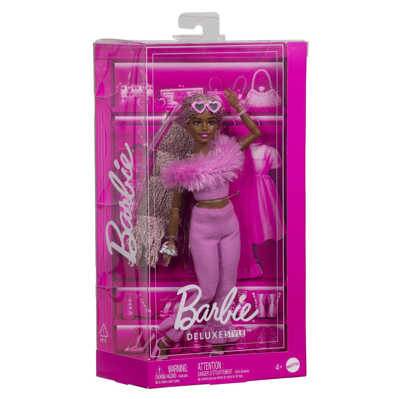 Jucării și jocuri - BARBIE DELUXE STYLE PAPUSA BARBIE CU SALOPETA ROZ SI PAR IMPLETIT