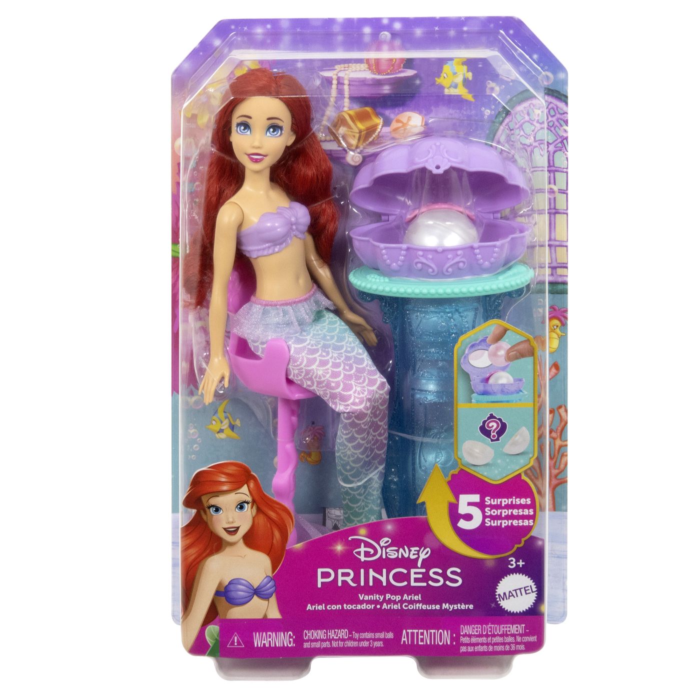 Jucării și jocuri - DISNEY PRINCESS PAPUSA ARIEL SI MASUTA DE MACHIAJ CU SURPRIZE