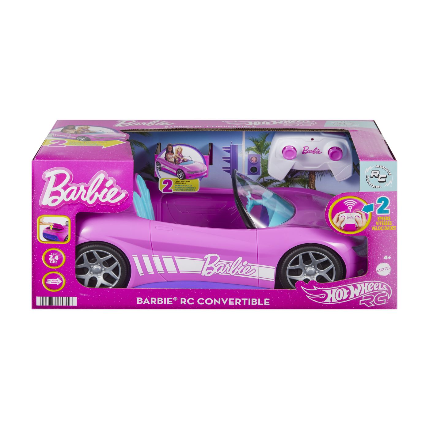 Masinuțe cu telecomandă - HOT WHEELS RC BARBIE MASINUTA CU TELECOMANDA CONVERTIBILA