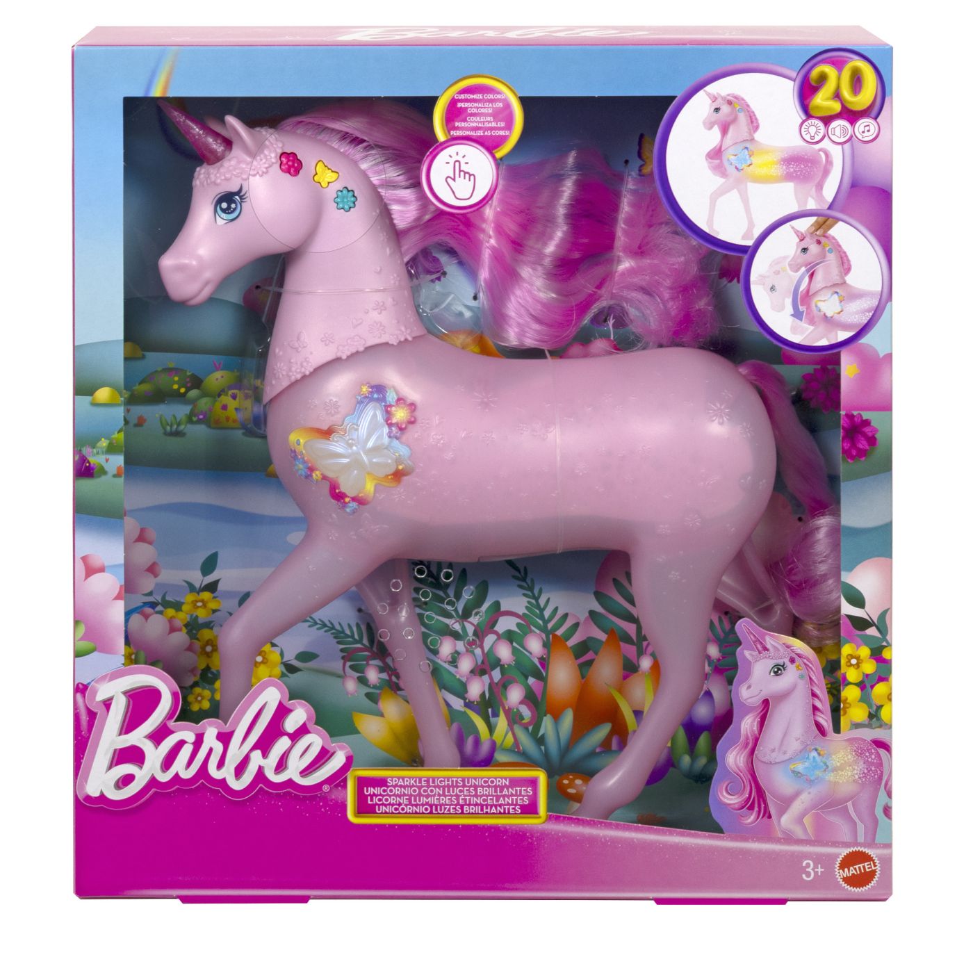 Jucării și jocuri - BARBIE UNICORN ROZ CU LUMINI STRALUCITOARE SI SUNETE