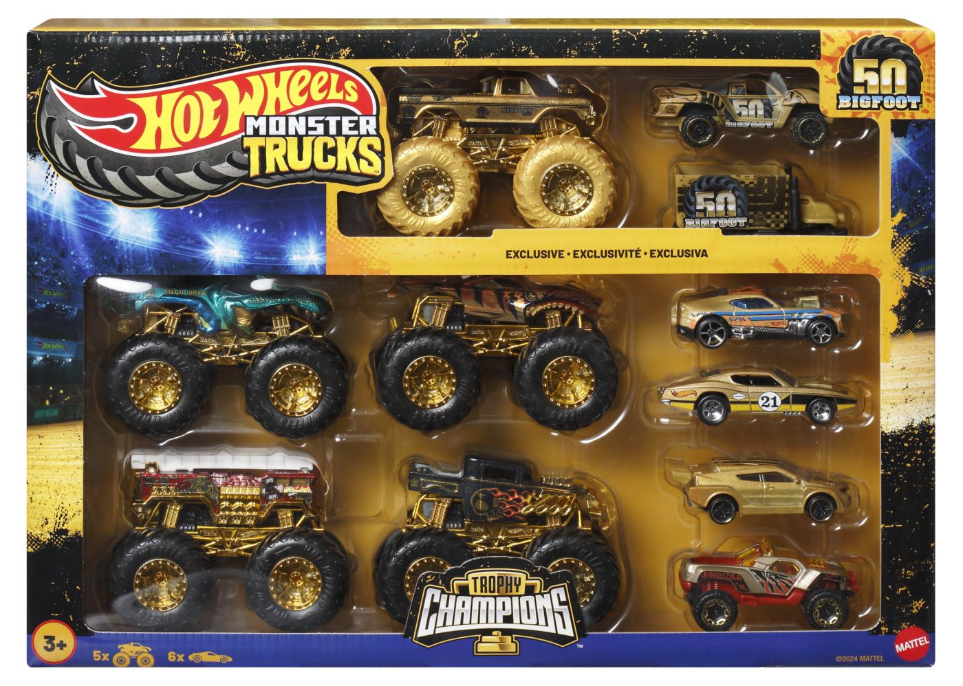 Jucării și jocuri - HOT WHEELS MONSTER TRUCK 50 BIGFOOT SET 11 VEHICULE TROPHY CHAMPIONS