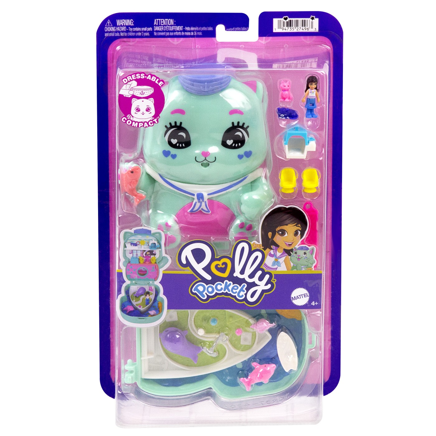 Jucării și jocuri - POLLY POCKET SET GENTUTA ANIMALUT PISICUTA MARINAR CU ACCESORII