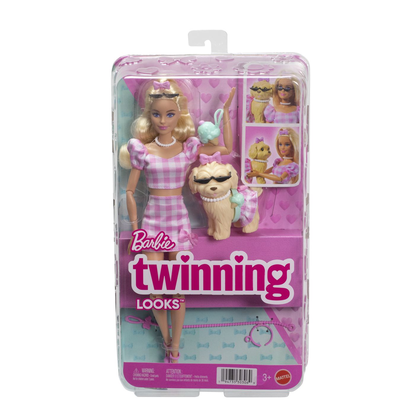 Jucării și jocuri - BARBIE TWINNING LOOKS SET PAPUSA BARBIE BLONDA SI CATEL CU ACCESORII