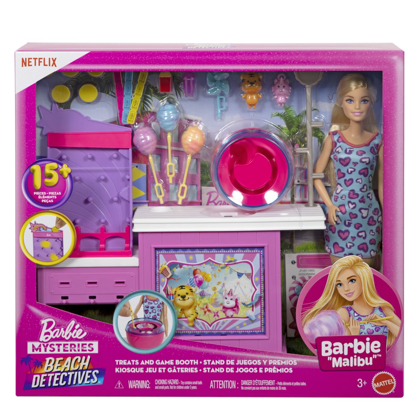 Jucării și jocuri - BARBIE MYSTERIES DETECTIVI PE PLAJA SET CABINA DE JOCURI SI PAPUSA BARBIE MALIBU CU ACCESORII