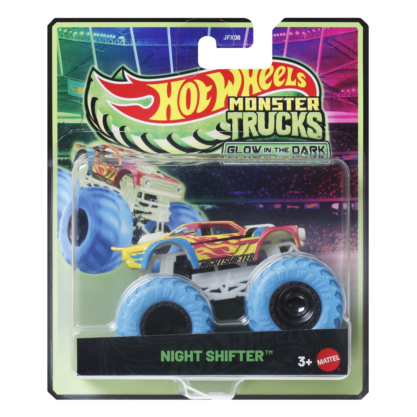 Jucării și jocuri - HOT WHEELS MONSTER TRUCK GLOW IN THE DARK MASINUTA NIGHT SHIFTER SCARA 1 LA 64