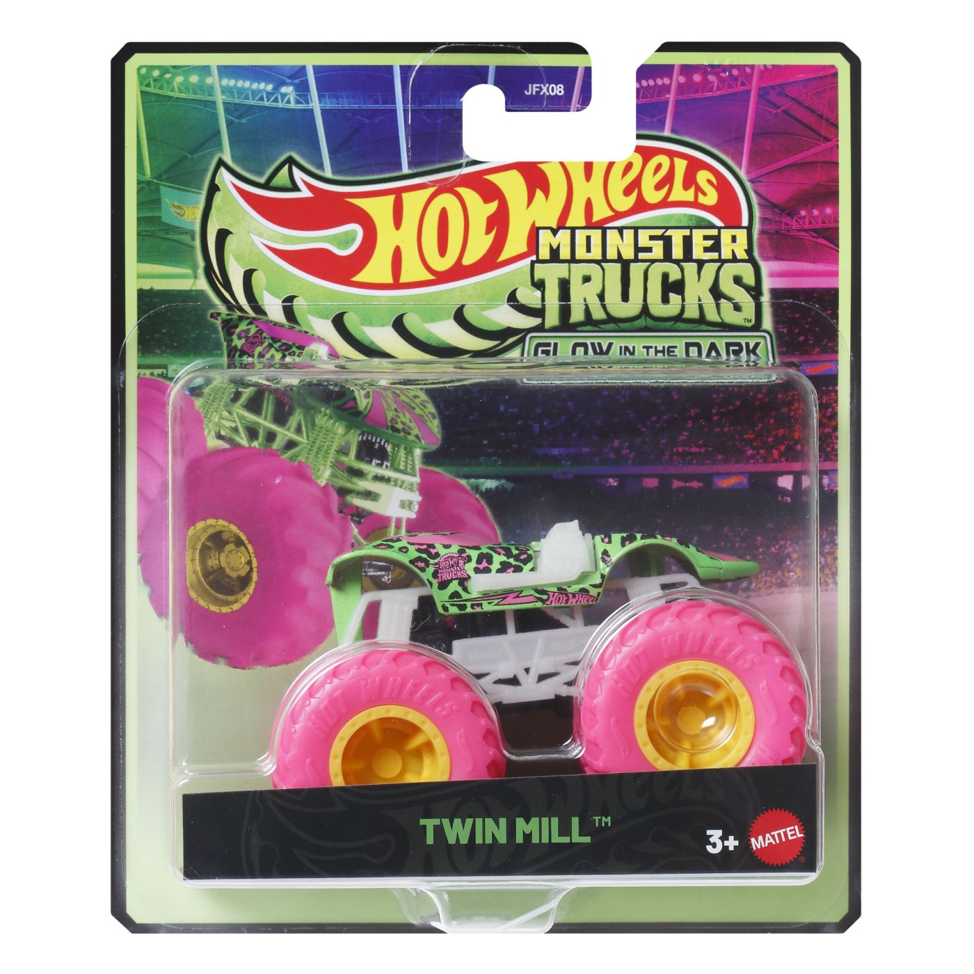 Jucării și jocuri - HOT WHEELS MONSTER TRUCK GLOW IN THE DARK MASINUTA TWIN MILL SCARA 1 LA 64