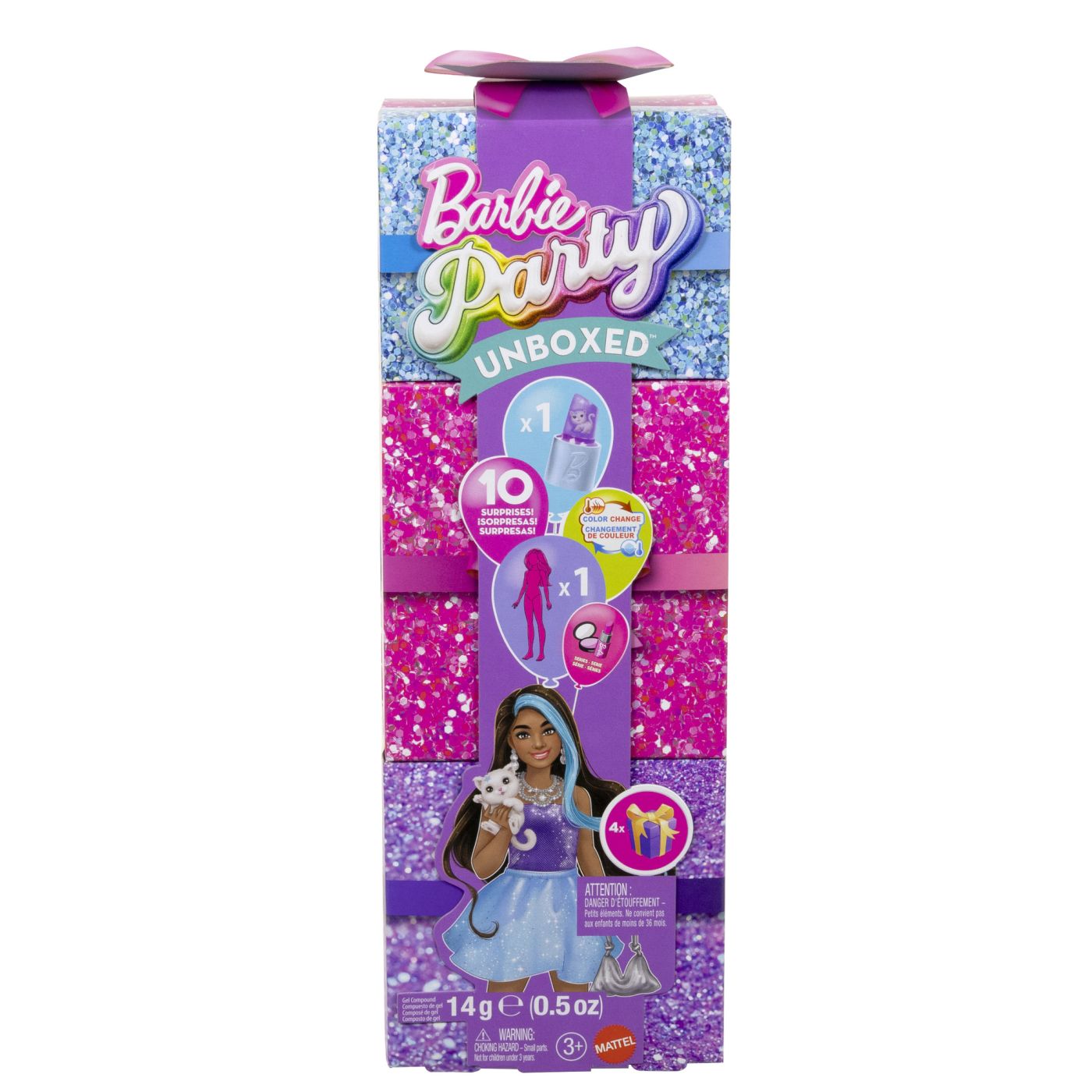 Jucării și jocuri - BARBIE SET PARTY UNBOXED REVEAL PAPUSA BARBIE VIOLET CU 10 ACCESORII SURPRIZA