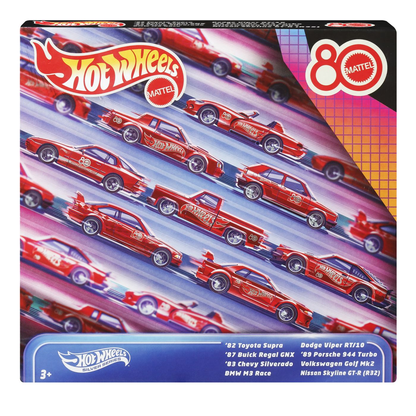 Jucării și jocuri - HOT WHEELS SILVER SERIES ANIVERSAREA A 80 DE ANI SET 8 MASINUTE METALICE SCARA 1 LA 64