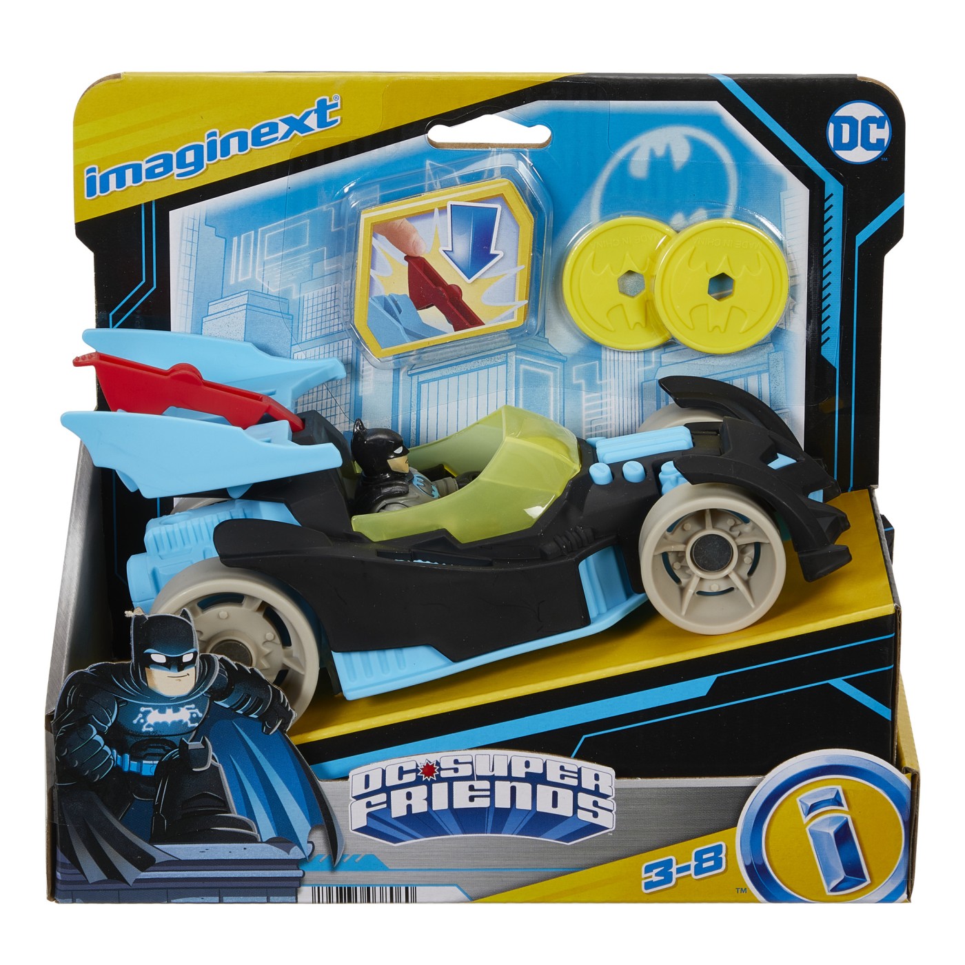 Jucării și jocuri - FISHER PRICE IMAGINEXT DC SUPER FRIENDS VEHICUL CU FIGURINA BATMAN CU COSTUM GRI