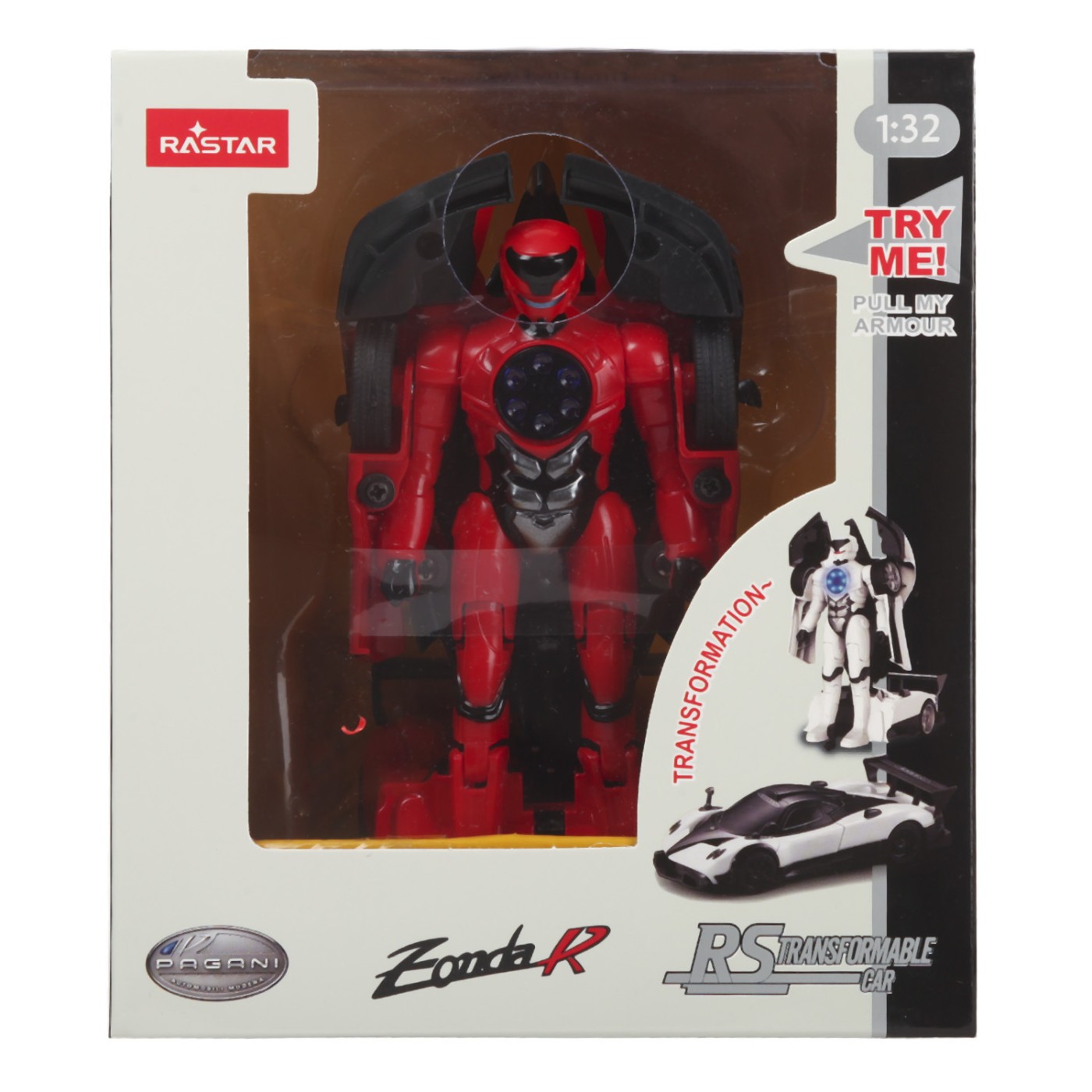 Jucării și jocuri - MASINUTA METALICA CONVERTIBILA PAGANI ZONDA R ROSU CU SCARA 1 LA 32