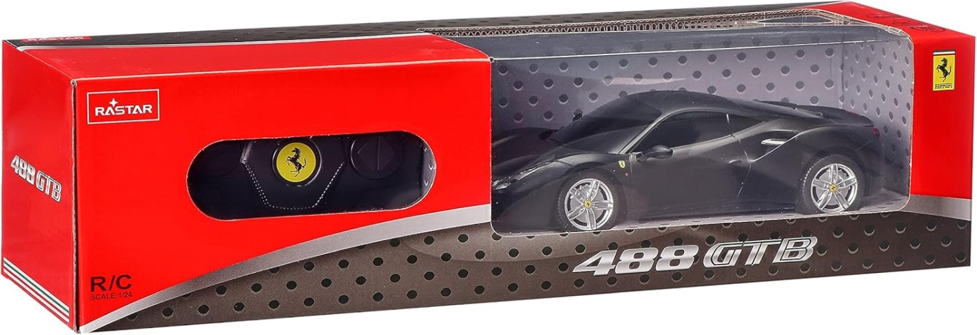 Masinuțe cu telecomandă - MASINA CU TELECOMANDA FERRARI 488 GTB NEGRU SCARA 1 LA 24