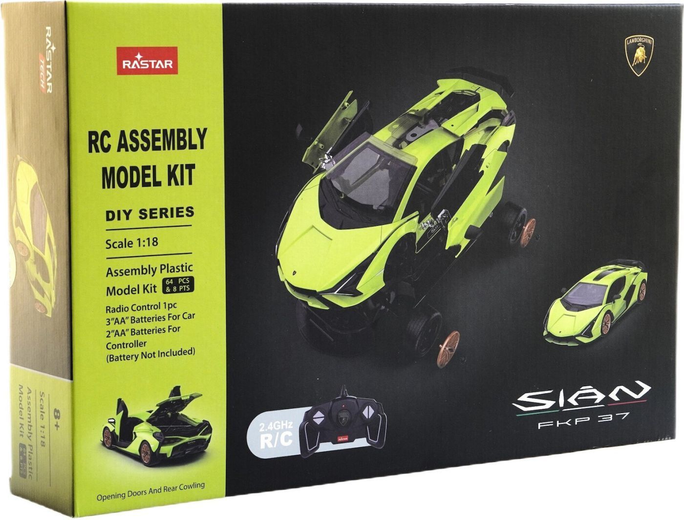 Masinuțe cu telecomandă - MASINUTA CONSTRUIBILA CU TELECOMANDA LAMBORGHINI SIAN FKP 37 SCARA 1 LA 18