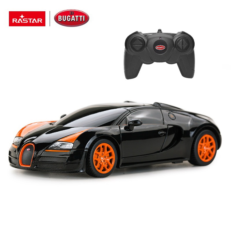 Jucării și jocuri - MASINA CU TELECOMANDA BUGATTI GRAND SPORT VITESSE NEGRU CU SCARA 1 LA 24