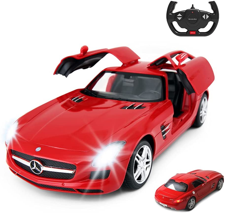 Masinuțe cu telecomandă - MASINA CU TELECOMANDA MERCEDES-BENZ SLS ROSU SCARA 1 LA 14