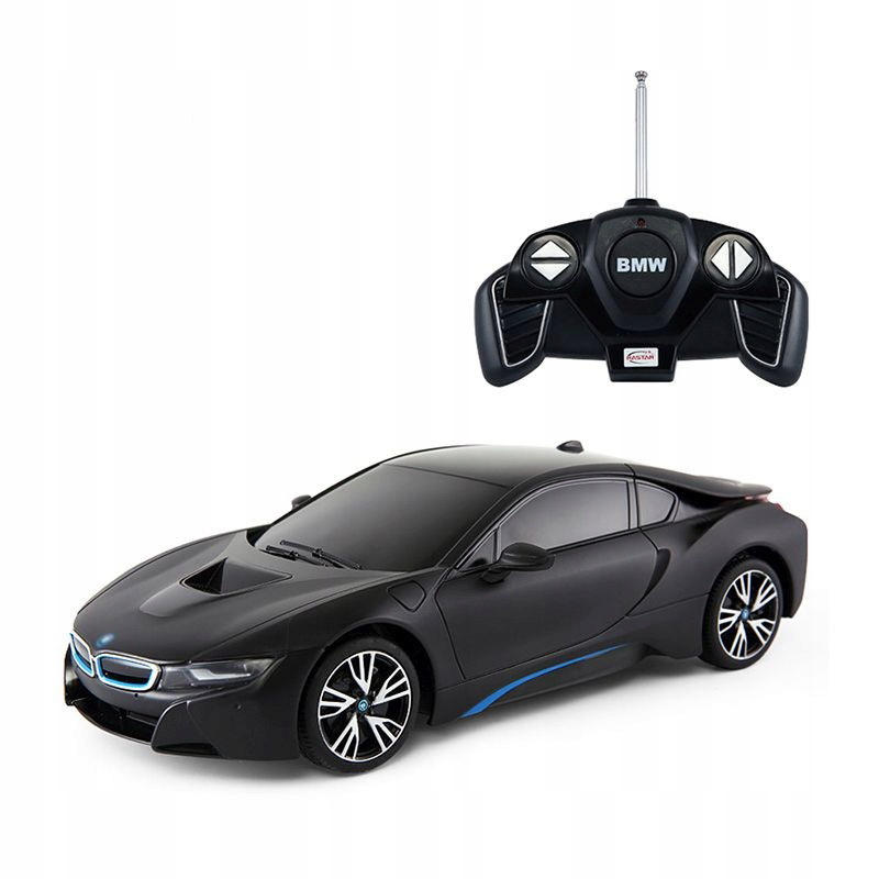Masinuțe cu telecomandă - MASINA CU TELECOMANDA BMW i8 NEGRU CU SCARA 1 LA 18