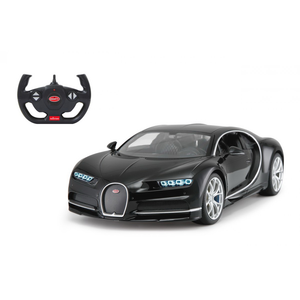 Masinuțe cu telecomandă - MASINA CU TELECOMANDA BUGATTI CHIRON NEGRU SCARA 1 LA 14