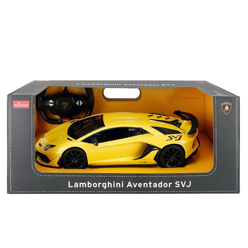 Masinuțe cu telecomandă - MASINA CU TELECOMANDA LAMORGHINI AVENTADOR SVJ GALBEN SCARA 1 LA 14