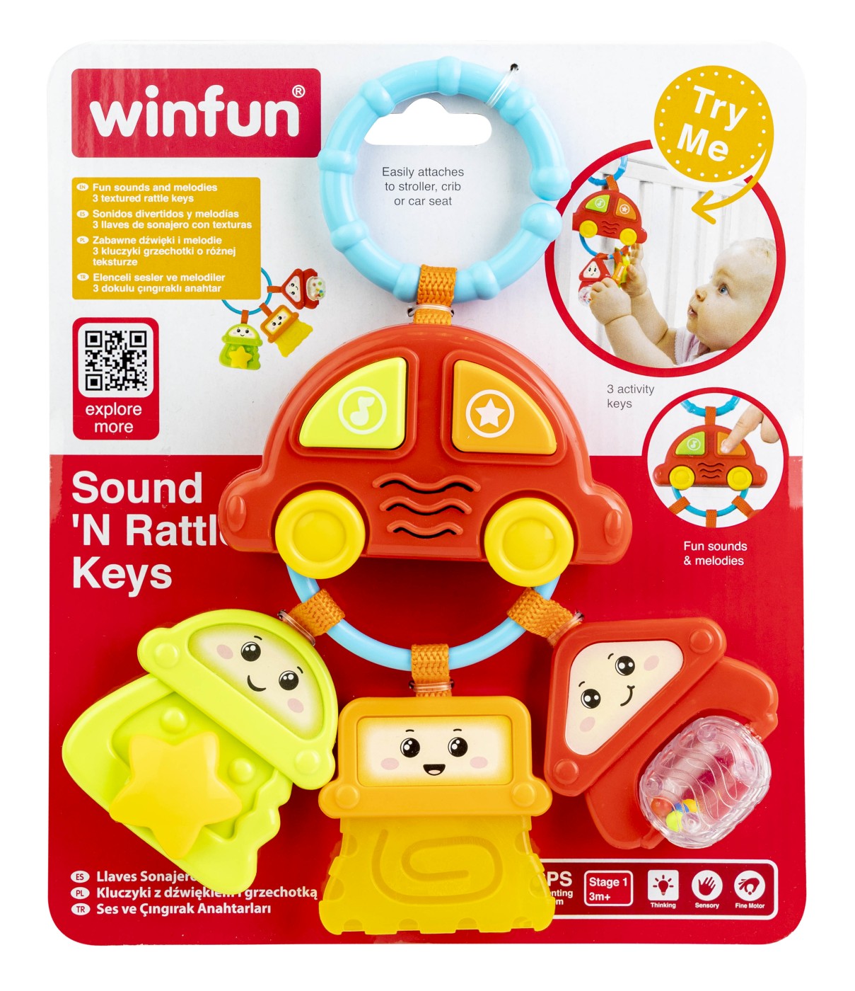 Jucării pentru bebeluși - WINFUN ZORNAITOARE MASINUTA CU 3 CHEI